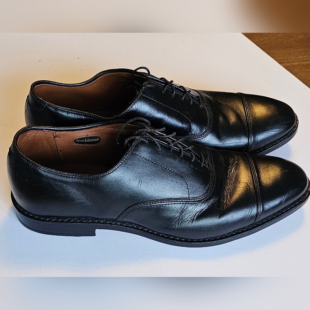 Allen Edmonds Black Leather Park Avenue Cap Toe Oxford Dress Shoes Size 11.5 - Picture 3 of 8